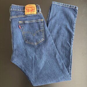 Levi’s 505 Classic Straight Jeans – 33 x 32 – Blue Distressed Denim